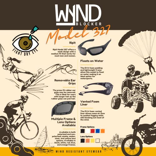 WYND Blocker Polarized Motorcycle & Fishing Floating Sports Wrap Sunglasses (Black/PZ Smoke Lens)4