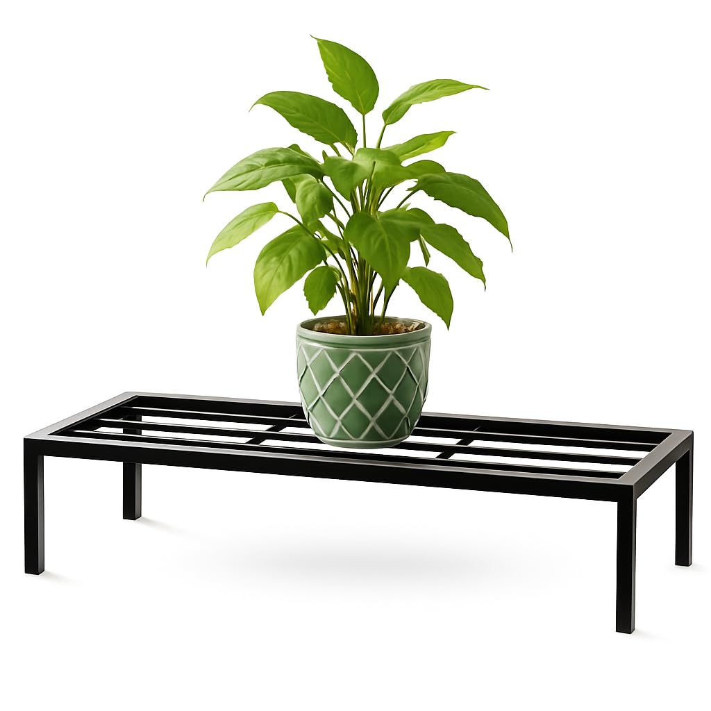 Giore Heavy-Duty Plant Stand for Balcony 1 Pc/Plant Stand for Indoor & Outdoor | Thick Metal Stand, Garden/Patio, Apartment/Home Decoration | Anti Rust Plant Shelf | Metal Planter Black
