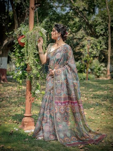 Image of MIRCHI FASHION Saree for Woman Organza Floral Printed | Lightweight Elegant Traditional Sari with Matching Blouse Piece