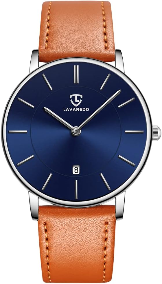 Watch, Mens Watch, Minimalist Fashion Simple Wrist Watch Analog Date with Leather Strap