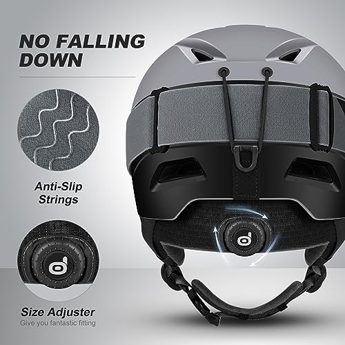 Odoland スキーヘルメット+スノーゴーグルセット L グレー