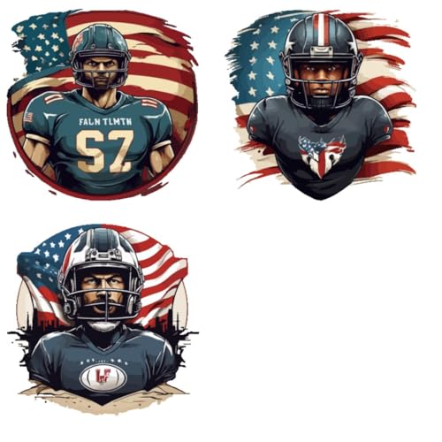 American Football Iron On Transfers - Heat Transfer Vinyl Decals Patches Design - Stickers T-Shirts Clothing Hats Pillows Backpacks for Women Crafts (P3)