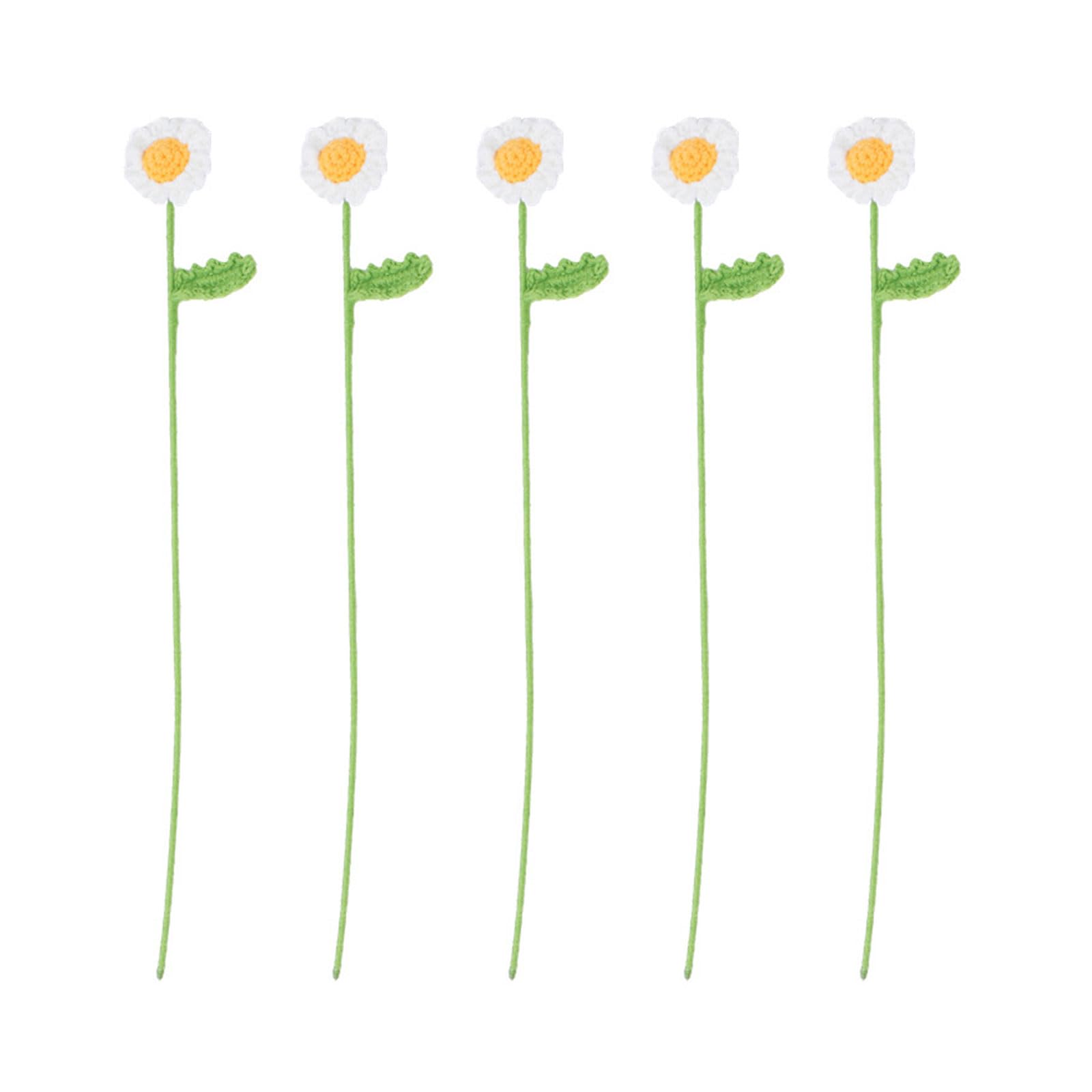YROHGKPN 5Pcs Crochet Flowers Knit Chamomiles Table Centerpieces Decorations for Wedding Christmas Valentines Graduation Ceremony