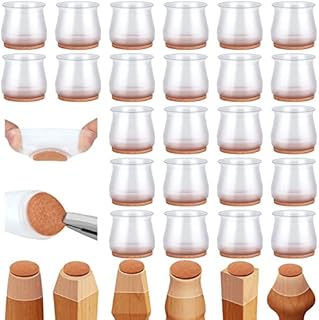 24Pcs Silicone Chair Leg Floor Protectors,Floor Protectors for Chairs,Rubber Chair Leg Protectors for Hardwood Floors,Chair Leg Caps Chair Leg Covers for Wooden Floors(Clear, Medium)