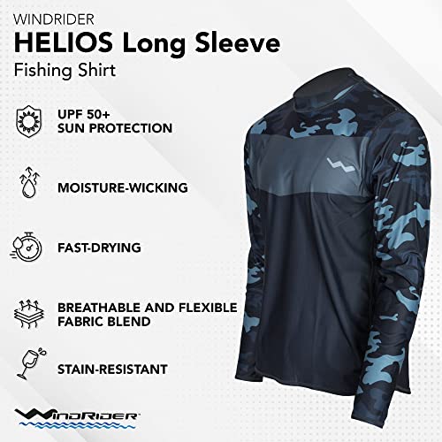 Upf50+ Long Sleeve Fishing Shirts For Men - Vented Sides, Light Weight, Wicking Grey Camo #TOP1