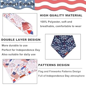 ADOGGYGO American Flag Dog Bandana, White Blue 4th of July Flag Dog Scarf, Premium Durable Fabric, Adjustable Fit Pet 4th of July Bandanas for Small Dogs Pets (Small, 4th of July) ADOGGYGO American Flag Dog Bandana White Blue 4th of July Flag Dog Scarf Premium Durable Fabric Adjustable Fit Pet 4th of July Bandanas for Small Dogs Pets Small 4th of July
