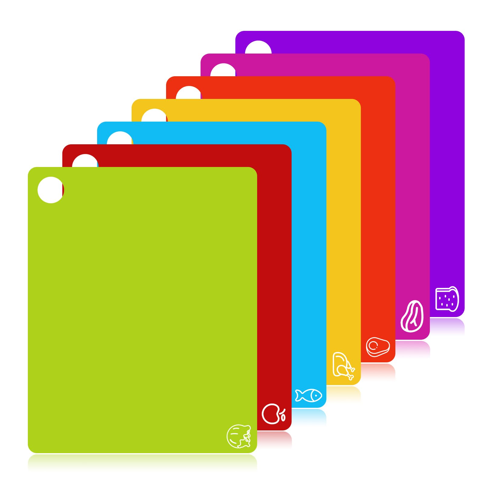 GoodLuck 7 Pieces Flexible Cutting Boards with Hanging Hole, BPA Free Plastic Cutting Boards for Kitchen, Non Slip Cutting Mat for Meat and Vegetables