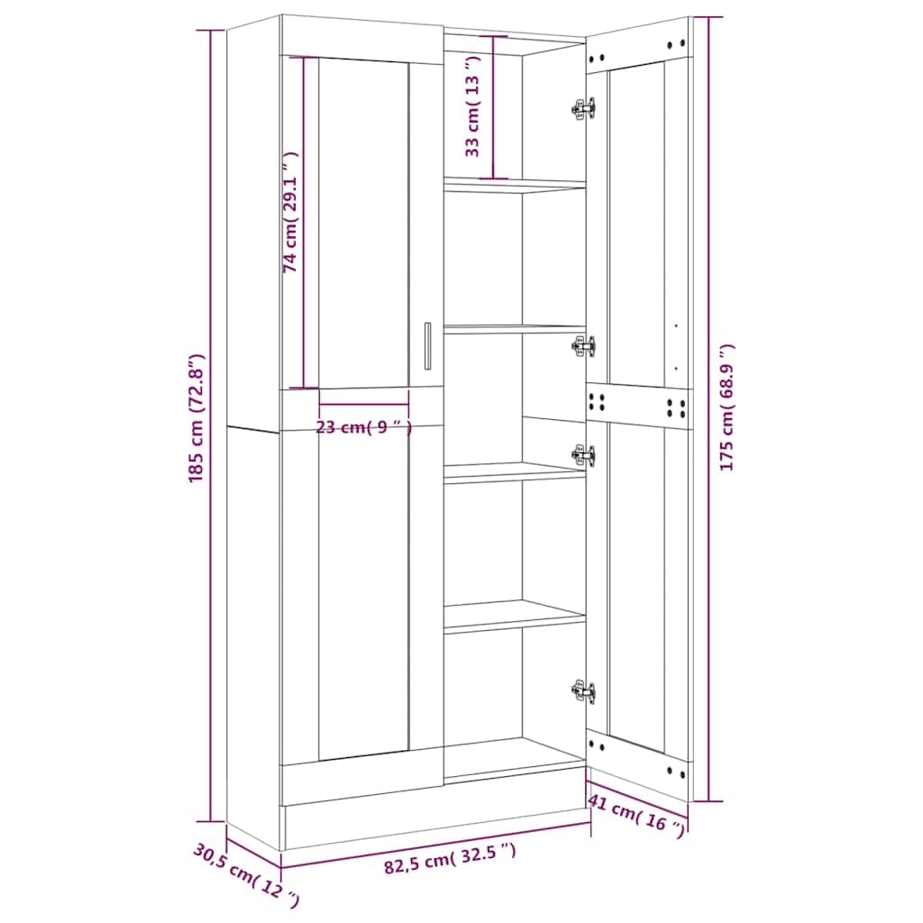 Tomostar Vitrine en Verre, Armoire Vitrine de Collection Armoire Vitrée Bibliothèque Meubles de Rangement pour Salon Chêne fumé 82,5x30,5x185 cm Bois ingénierie