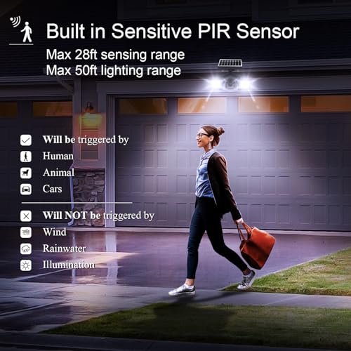 Emaner YH0508 Dusk To Dawn Solar Flood & Security Lights With Motion Sensor, 100W Equivalent Outdoor Landscape Led Spotlights 6500K, Solar Powered 4500Mah, Wall Mount Or Stand In Ground thumb #4