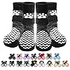 PUPTECK Anti Slip Dog Socks 2 Pairs with Double Grippers for Hardwood Floors, Shoes for Hot/Cold Pavement, Boots & Paws Protectors to Prevent Licking, Traction Booties for Senior Small Large Dogs