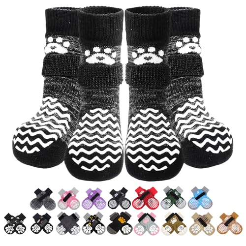 PUPTECK Anti Slip Dog Socks 2 Pairs with Double...