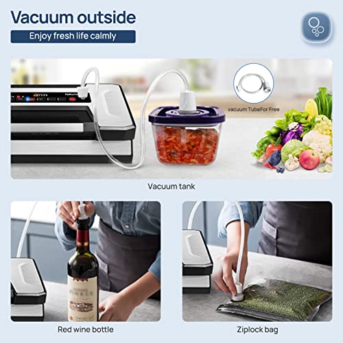 Vakumar Vacuum Sealer Machine, 90Kpa Food Vacuum Sealer Machine Preservation Dry/Moist/Liquid Modes & 2 pack 11''x60' Rolls for Food