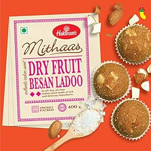 Haldirams Mithas Besan Ladoo – Dry Fruit, 400g, Indian Sweets Diwali gift pack