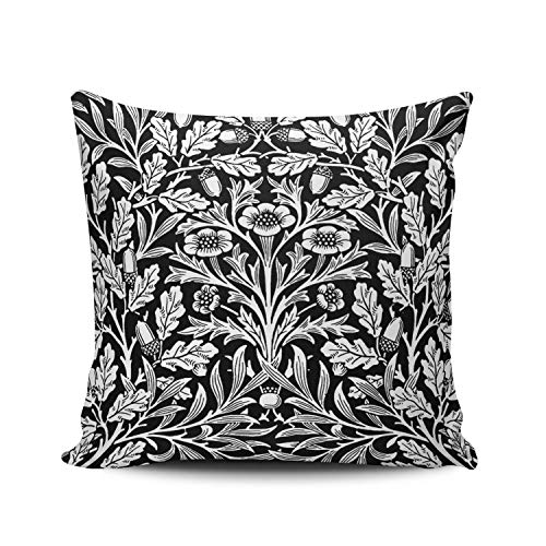 XIUBA Throw Pillow Covers Case Art Nouveau Floral Damask Black