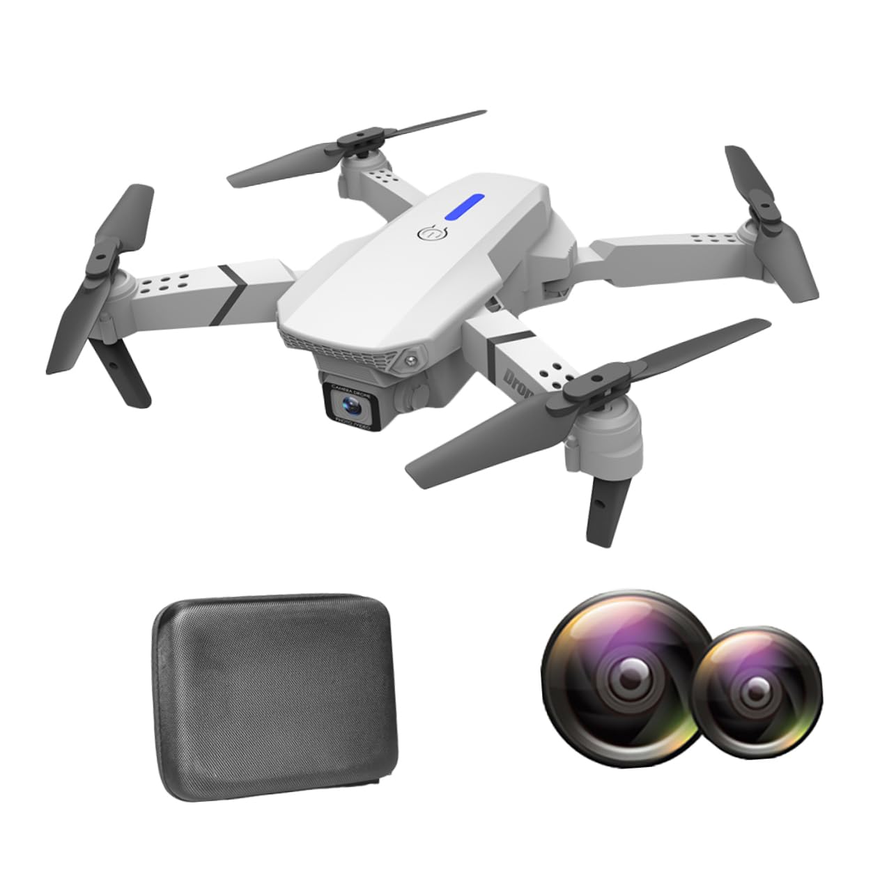 Abaodam Drone Doppia Telecamera 4k E525, Quadricottero Rc Pieghevole, Trasmissione in Reale, Connessione App per Riprese Aeree