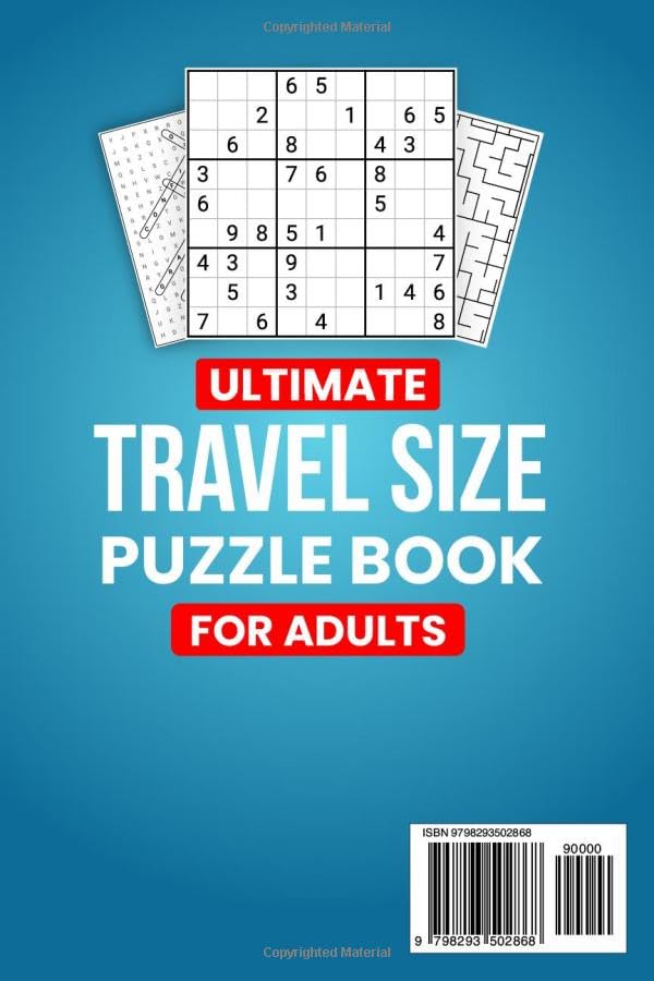 Ultimate Travel Size Puzzle Book For Adults: 150+ Brain Games, Word Search, Mazes, Sudoku, Cross Word, Hang Man, Word Scramble image 3