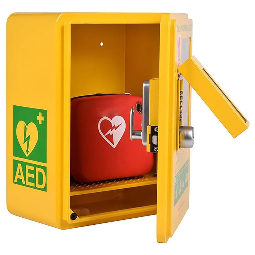 Armoire de rangement for défibrillateur AED, boîte d'alarme de défibrillation AED murale en acier, conception à coins arrondis for une plus grande sécurité, facile à installer, for les lieux publics