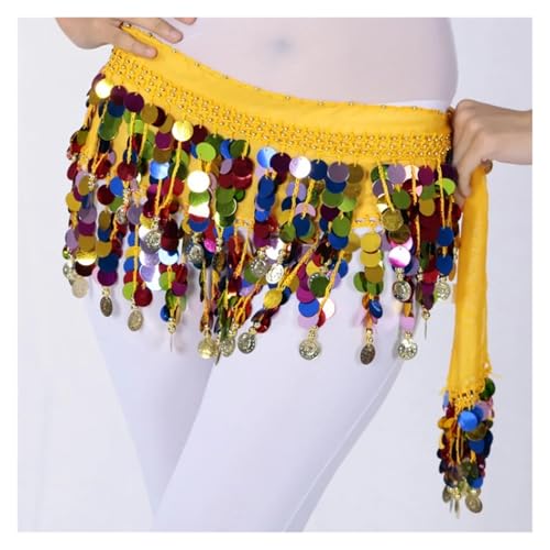 Belly Dance Sequined Waist Chain with Copper Coins,Tassel Belt for Dance Outfits and Performances2
