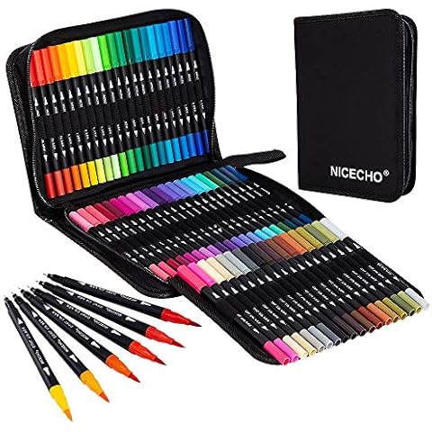 Dual Brush Pens for Coloring, 60 Artist Colored Marker Set Cover