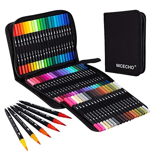 Art Markers Dual Brush Pens for Coloring, 60 Artist Colored Marker Set, Fine and Brush Tip Pen Art Supplier for Kids Adult Coloring Books, Bullet Journaling, Drawing