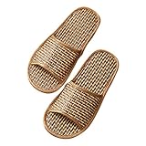LIFKOME Rattan Hausschuhe Damen Herren Sommer Leichte Geflochtene Indoor Slippers mit Sohle...