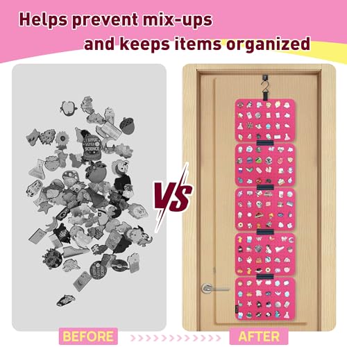 Image of PACMAXI Hanging Enamel Lapel Pin Display Panels Organizer With 5 Loose-leaf Board Pieces, Brooch Pin Enamel Pin Display Pages, Badge Collection Display Holder Holds At Least 120 Pins. (Rose red)