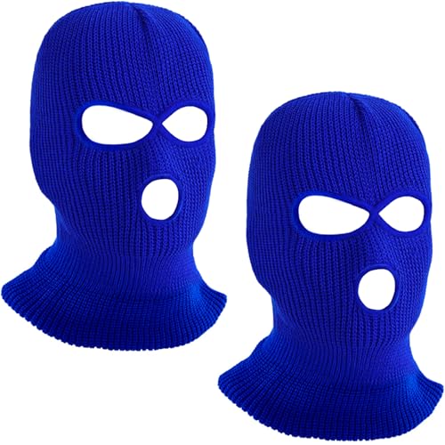 LINSOCLE 2 Piezas Pasamontañas de 3 Agujeros, Balaclava Punto de Invierno Cubierta Facial cálida,Máscara Multifunción, Gorro de Esquí para Ciclismo Deportes al Aire Libre