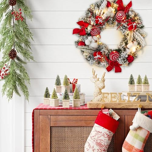 Corona navideña con pilas para decorar la puerta delantera este invierno 7