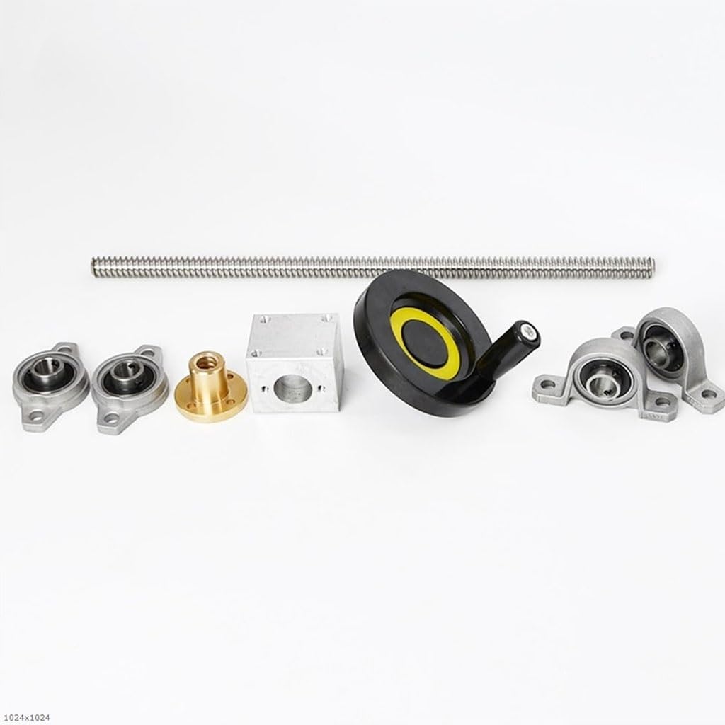 1 Satz T12-Gewindespindel, 12 mm, Handrad, Führungsschiene, Schraube 250 300 400 500 mm + horizontale/vertikale Halterung, DIY, einfache Rutsche(Horizontal Bracket,400mm)