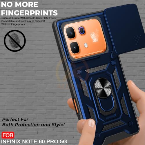 Image of Armor Bumper Back Cover Case for Infinix Note 60 Pro 5G | Rotating Camera Cover, Ring Holder & Kickstand | Heavy Duty & 360 Degree Protection Infinix Note 60 Pro 5G Back Cover (Blue)