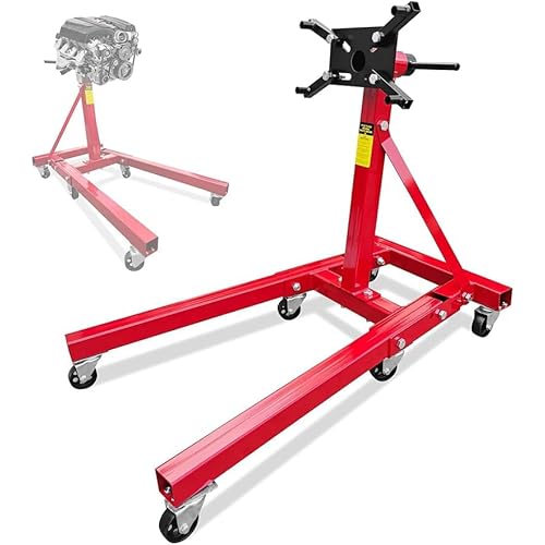 2000LBS Folding Engine Stand, Heavy Duty h-Frame with 6 Locking Casters, Foldable Frame for Big Motorcycle Engines, Auto Shop Repair