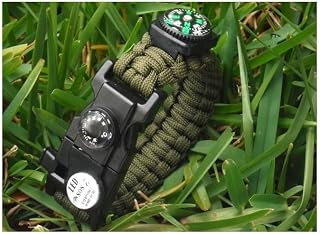 Galaxy 21 in 1 Survival Bracelet, Paracord Emergency Outdoor Sports Wristband Kit Waterproof Compass, SOS LED Light, Thermometer, Rescue Whistle, Fire Starter Screwdriver .. 21 Tools Green