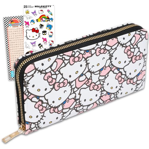 SANRIO Hello Kitty Wallet for Women Set - Bundle with a Wallet for Women Plus Stickers More Hello Kitty Accessories