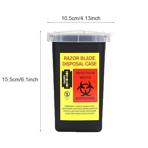 Miniatura 5 de Paquete de 2 contenedores para objetos punzantes para desechar cuchillas, jeringa de tatuaje, aguja, papelera, dispensador de almacenamiento de