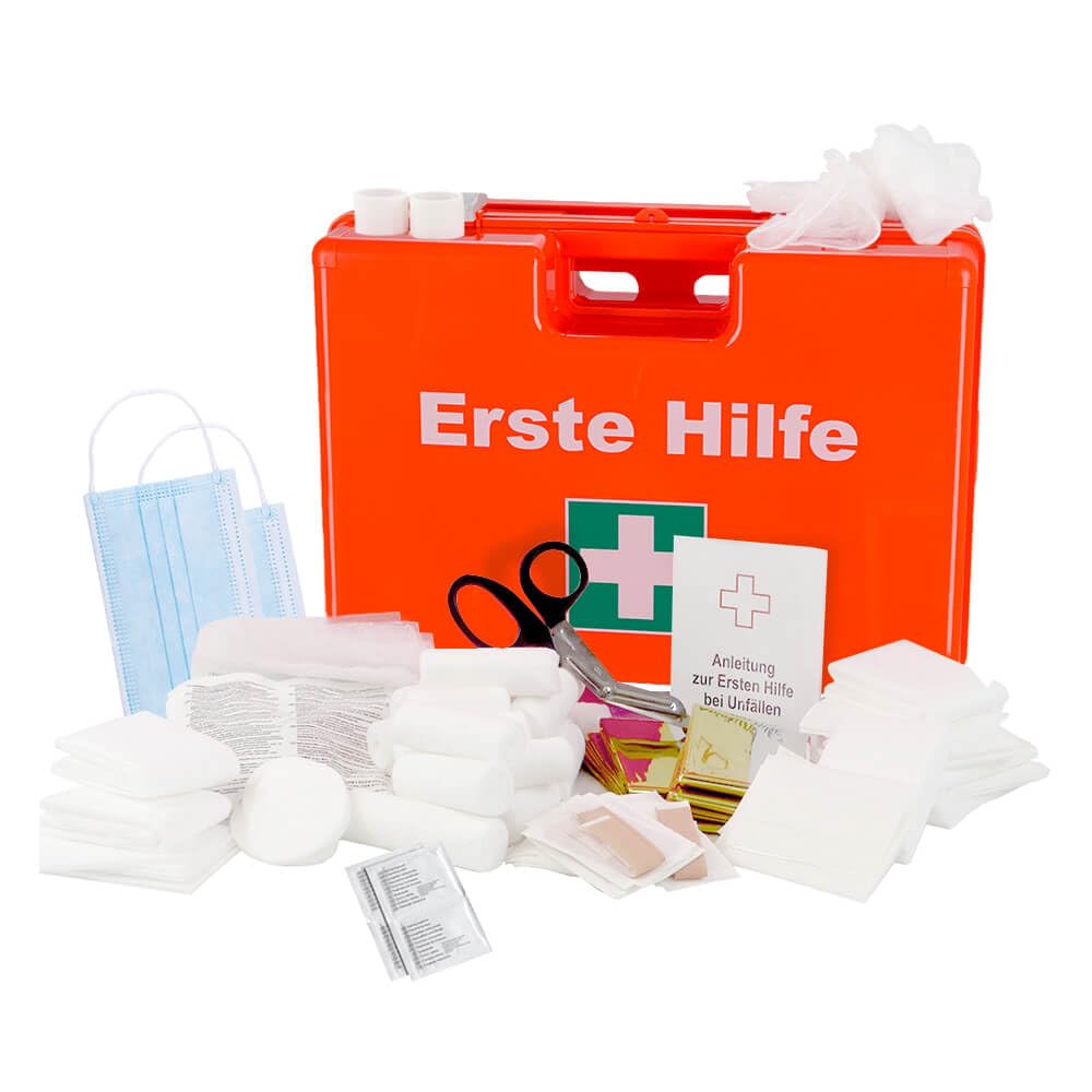 Sparset: 10 x Erste-Hilfe-Koffer DIN 13169, mit Wandhalterung, 3 Jahre haltbar, Art.-Nr. 611544 | Verbandskasten | Notfallkoffer | Erste Hilfe Kasten