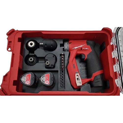 M12 Installation Driver (2505-20O) Organizer Insert for Milwaukee Packout Organizer 48-22-8435,Holds 4 Attachments, 2 Batteries, 12 Bits, PETG