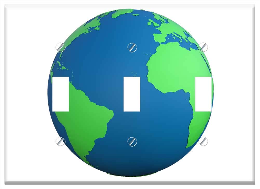 Switch Plate Triple Toggle - Earth Planet Home Planet Earth World Globe Global