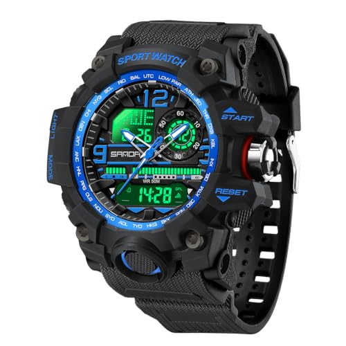 Montre sport homme étanche avec alarme et double affichage