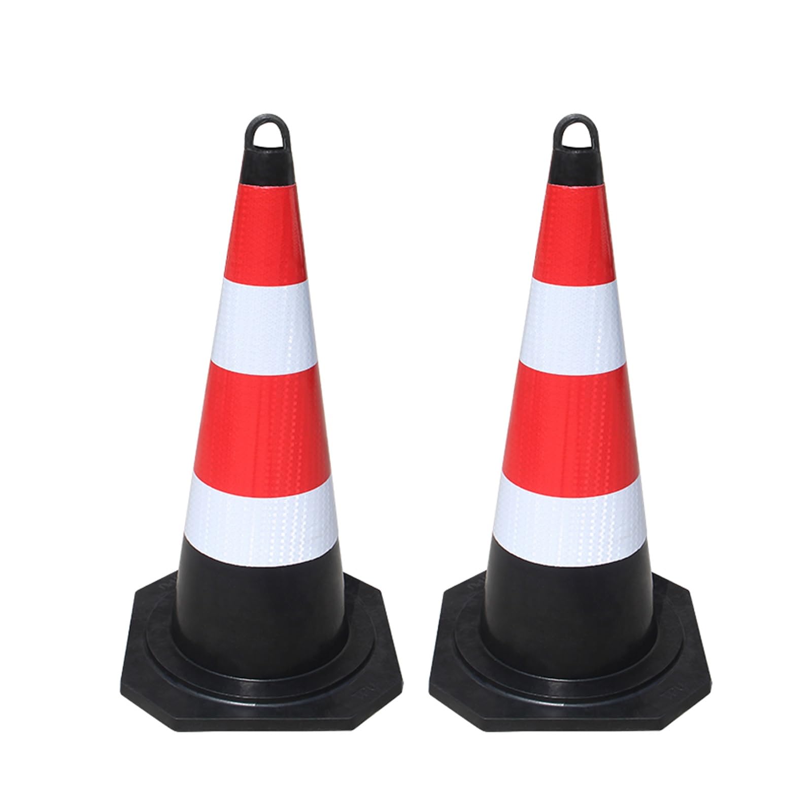Cone de Signalisation Lot de 2 Cônes de Signalisation Robustes avec Base Lestée Noire Colliers Réfléchissants pour Le Contrôle de La Circulation(70 * 40cm/28 * 16in)