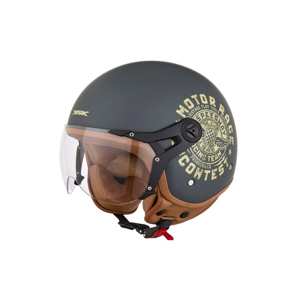 KSK Jethelm MOTORS Mattgrau – ECE R 22.06 zugelassen – Größe L (59-60cm) – ABS-Schale