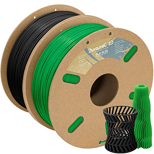 DURAMIC 3D PLA+ Filament 1.75mm 2Kg Black + Green, PLA Plus 3D...