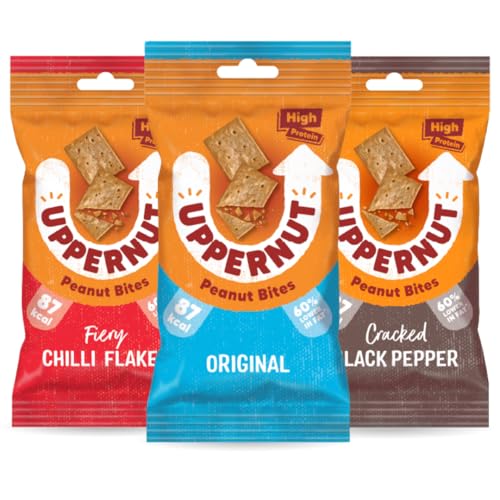 Nuttyogoo - Uppernut Keto Crackers Peanut Biscuits Multipacks - Mixed Pack of 3 x 20g Gluten Free Biscuits, High Protein & Low Carb, No Flour, 97% Peanuts | (Original/Chilli/Black Pepper)
