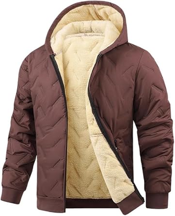 Fleece Hoodies for Men Winter Thick Jackets Sherpa Lined Zip Up Sweatshirt With Pocket