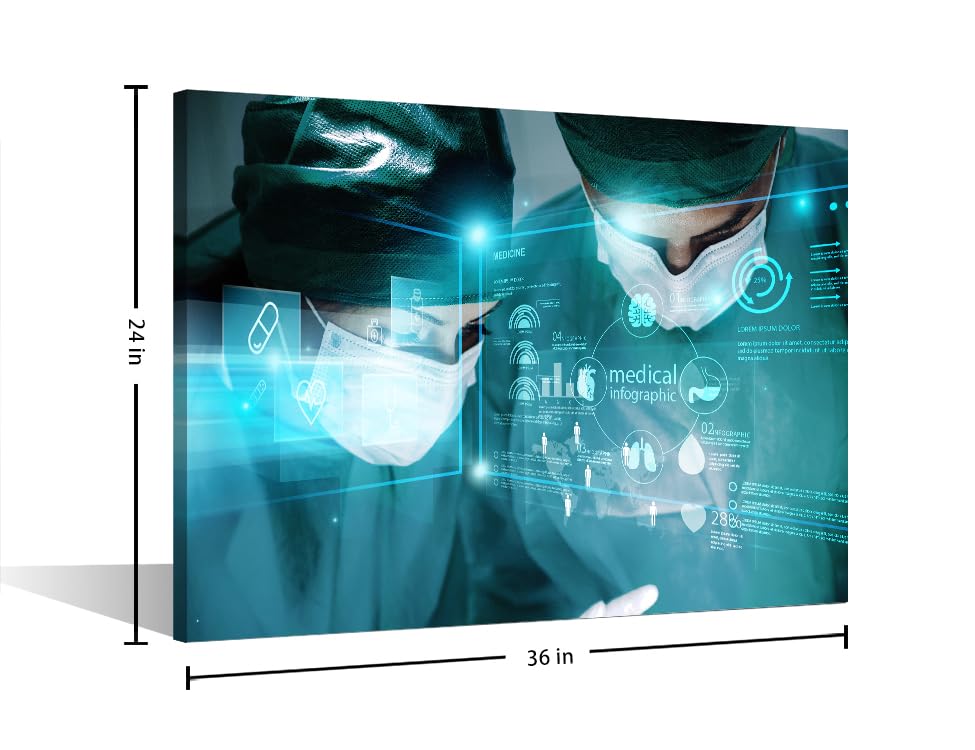 Image of Surgery and Medical Canvas Wall Art Laboratory Research Concept Wall Art Nosocomium 1 Panels Young Scientist Wall Pictures Giclee Wooden Framed Gallery-Wrapped Ready to Hang (24 inch Wx36 H)