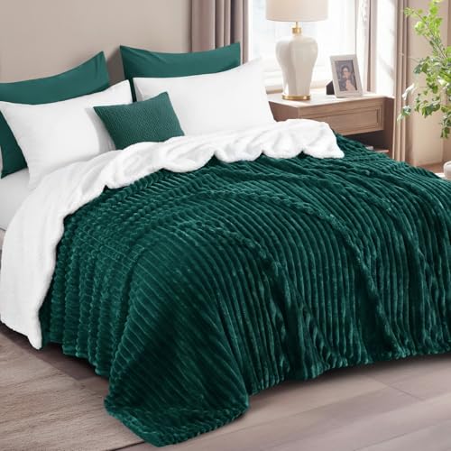 RUIKASI Sherpa Decke Warme Kuscheldecke Flauschige 220x240 cm Grün – Ansicht 3