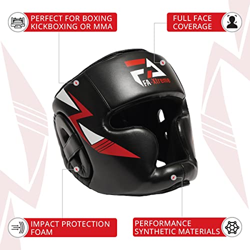 Fa-Xtreme Boxing Headgear - Black - Head Gear & Mouth Guard For Mma Kickboxing Karate Taekwondo Muay Thai Sparring & Training - Martial Arts Helmet - Fits Adults Youth Kids 11+(Small/Medium) #TOP4
