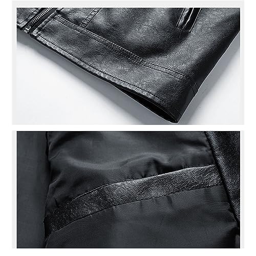 Chaqueta de cuero para hombre con cierre y bolsillos miniatura 6