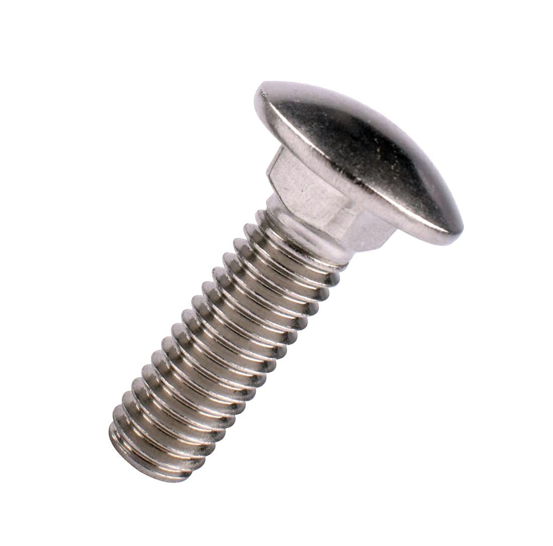 VAMUOEFL 3/8-16 x 1 Carriage Bolts Screws, 18-8 Stainless Steel 304, Round Head, Square Neck, UNC Fully Machine Coarse Threaded,10Pcs