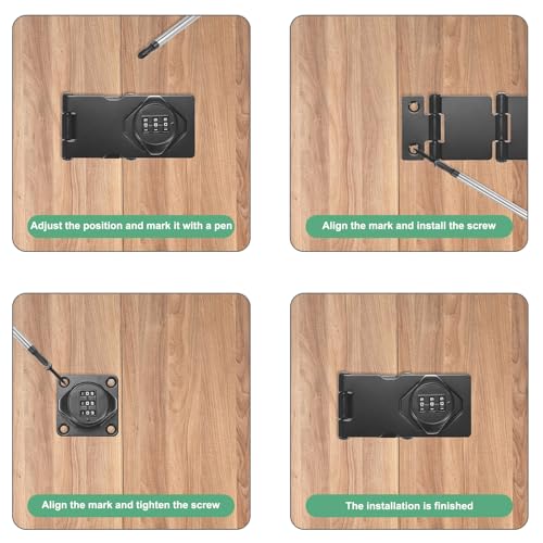 Image of M METERXITY Keyless Combination Lock, 3.78 inch Zinc Alloy Mechanical Password Twist Knob Hasp Locks Latch for Cabinet /Closet /Garage /Drawers /Garden /Bathroom,90 /180 Degree Barn Door Lock [Black]