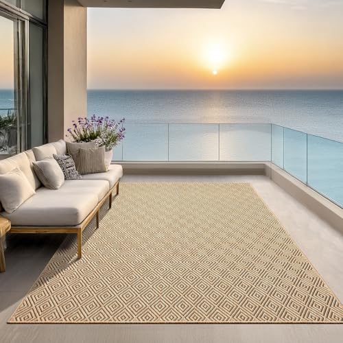 the carpet Kansas Outdoor Teppich – Wetterfester Indoor & Outdoor Teppich im Jute-Look für Balkon, Terrasse, Garten… – Ansicht 1